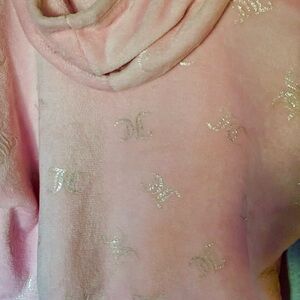Juicy Couture Baby Pink Hoodie XL Rhinestone Drawstring Logo Velour NWOT